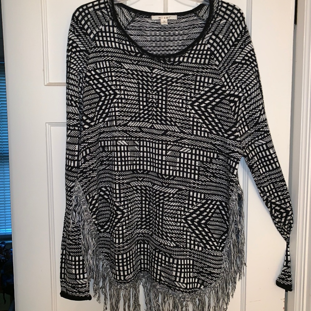 Sweater with Frayed Trim